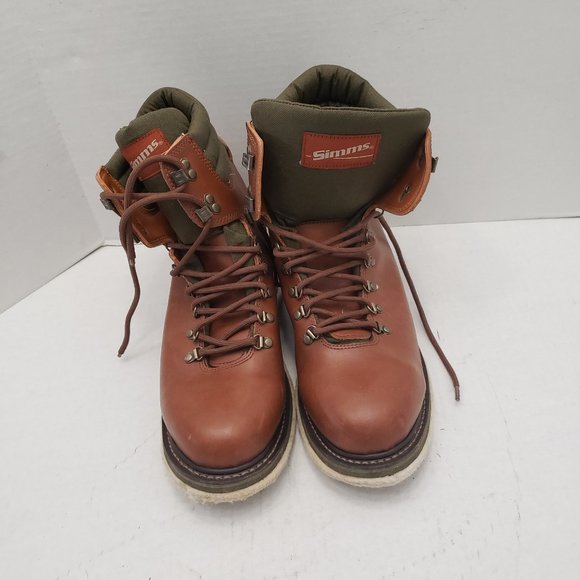 Brown lace Up Simms Mens Shoes Boots Wading Fly Fishing 14 - Picture 4 of 13